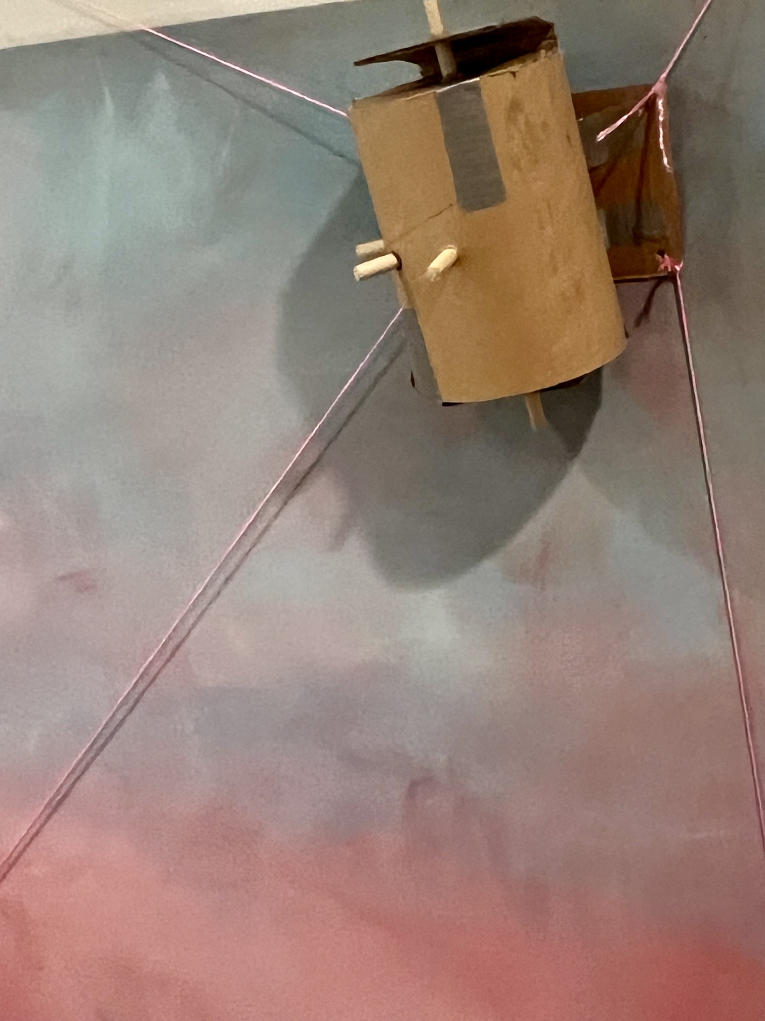 Cable robot mockup — cardboard and string study